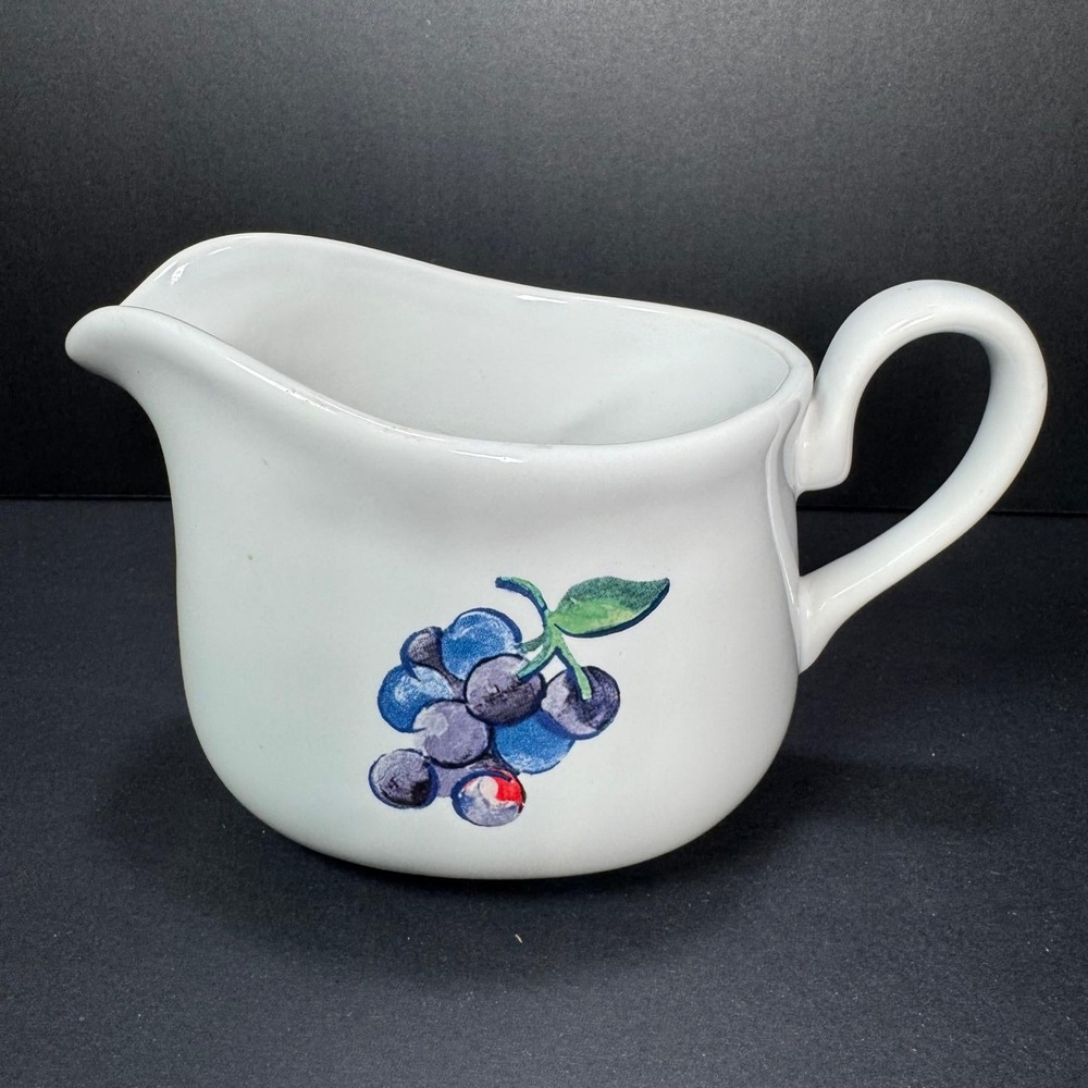 Corelle Coordinates Vintage Stoneware Gravy Boat "Fruit Basket" Grapes Creamer